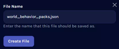 Bedrock_BehaviorPack_WorldBehaviorPacksJson_CreateFile.webp