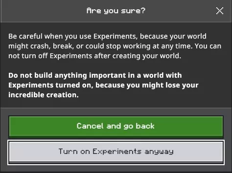 Bedrock_ExperimentsTabTurnOnAnyway.webp