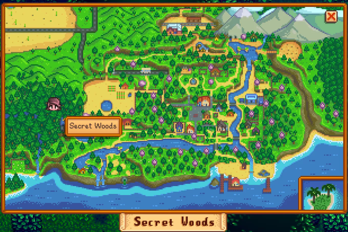 Stardew Valley'de Gizli Orman konumu