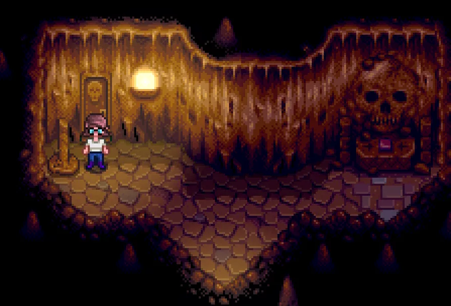 Stardew Valley'de Kafatası Mağarası konumu