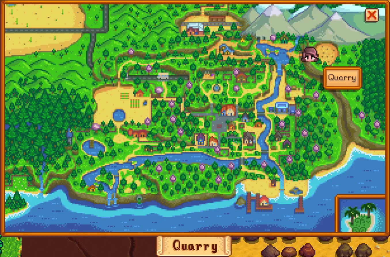 Stardew Valley'de Taş Ocağı konumu